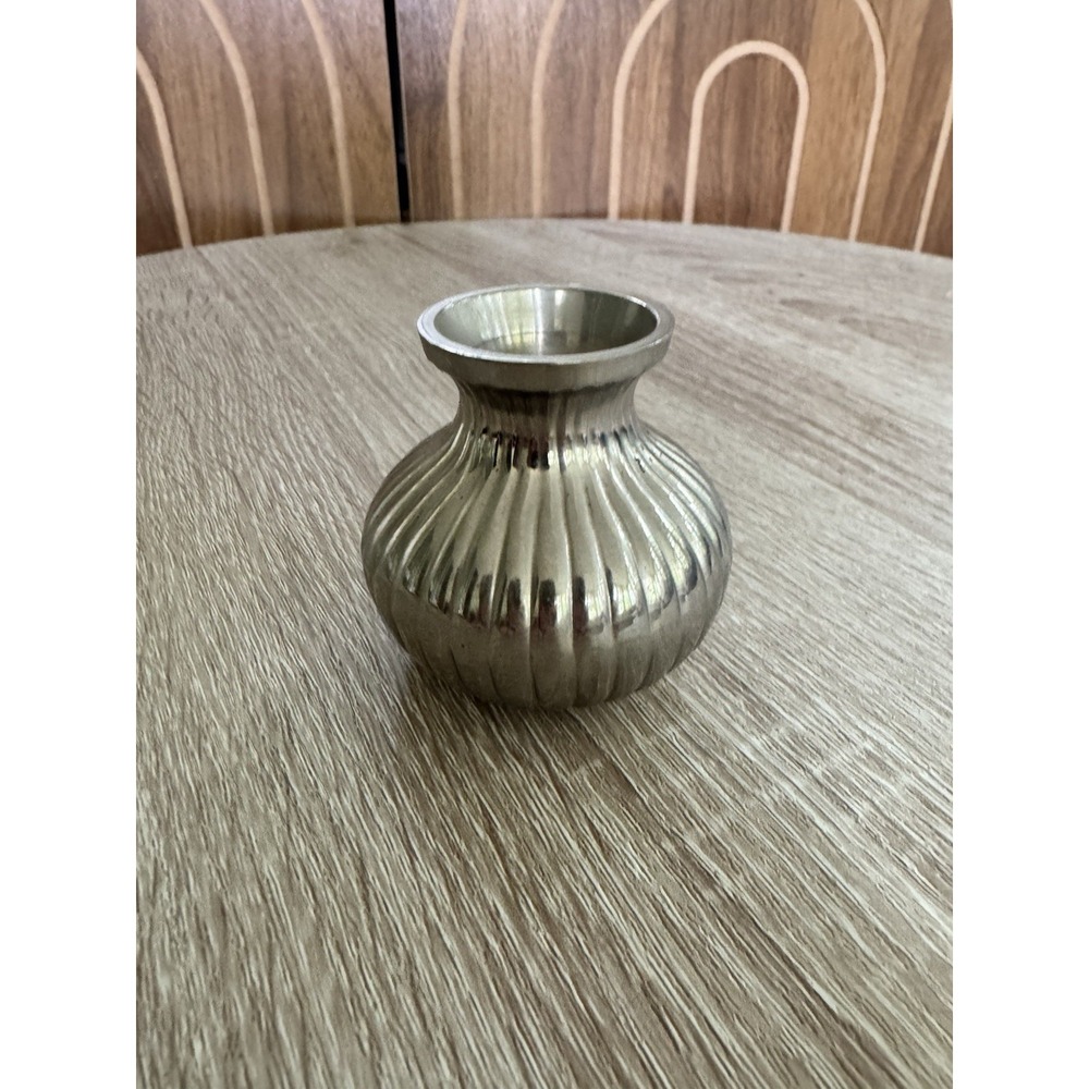 Vintage India Small Silver Plate Ribbed Vases